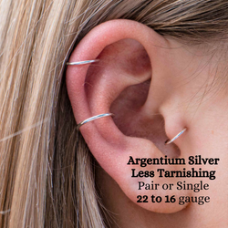 Argentium Less Tarnishing Hoop Earring