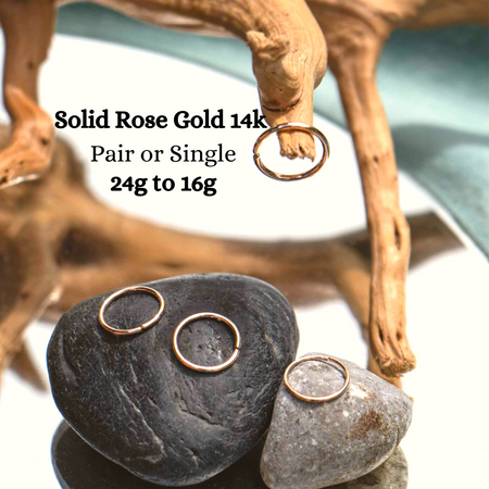 ROSE Solid Gold 14k Hoop Earring